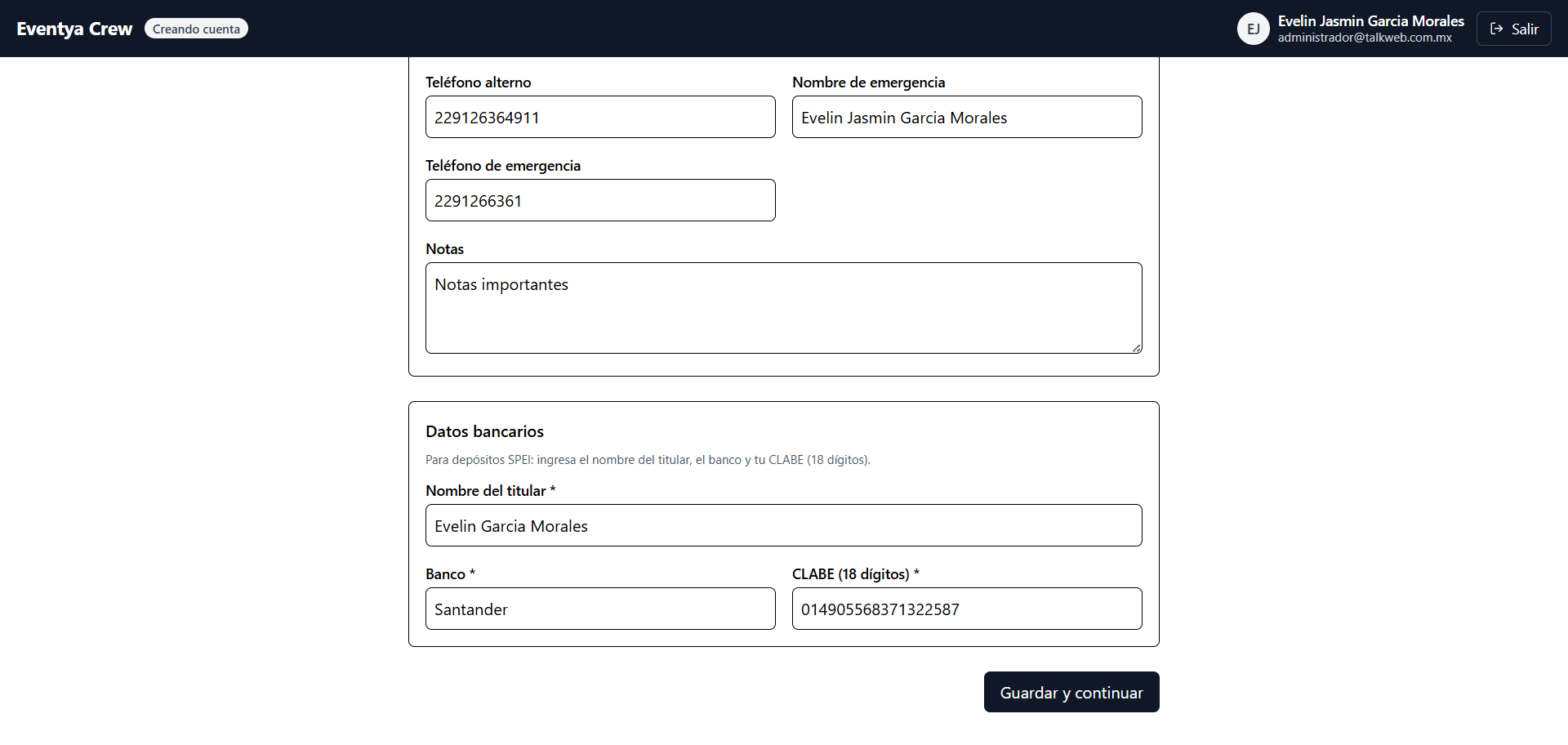 Aplicación web para colaboradores 3