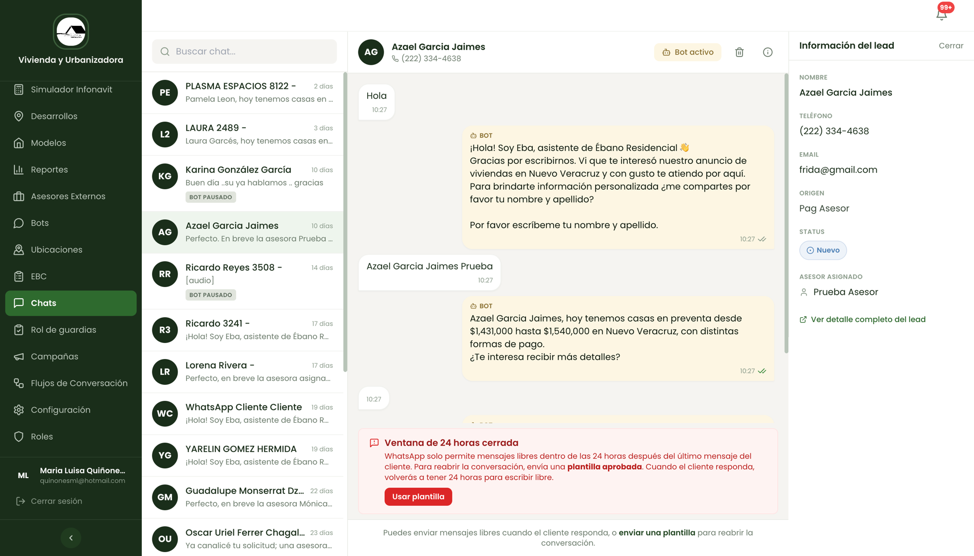 Bot de WhatsApp y automatización, captura 1