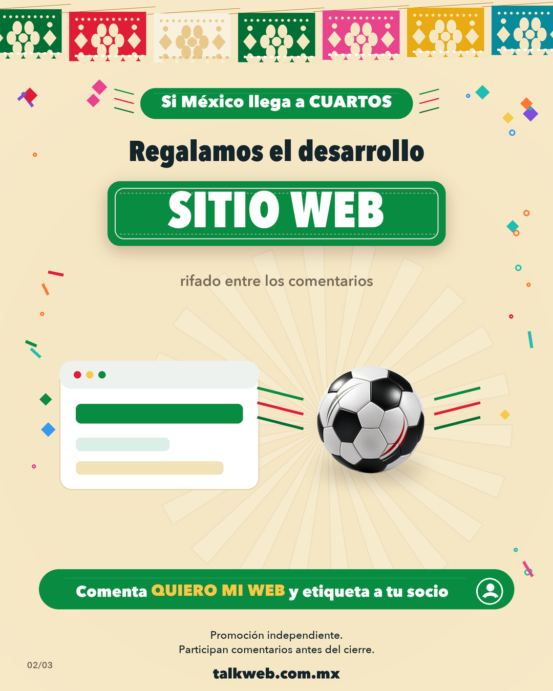 Si México llega a Cuartos, regalamos el desarrollo de un sitio web rifado entre los comentarios. Comenta QUIERO MI WEB y etiqueta a tu socio.